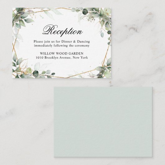 Eucalyptus Greenery Botanical Weddenschap Receptio Informatiekaartje (Voorkant / Achterkant)