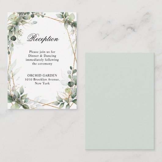 Eucalyptus Greenery Botanical Weddenschap Receptio Informatiekaartje (Voorkant / Achterkant)