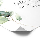 Eucalyptus Greenery Botanical Weddenschap Welkom Poster (Hoek)