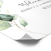 Eucalyptus Greenery Botanical Weddenschap Welkom Poster (Hoek)