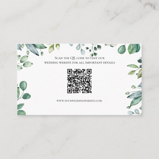 Eucalyptus Greenery Botanical Wedding Details Informatiekaartje (Achterkant)