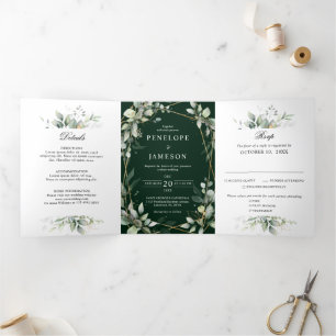 Eucalyptus Greenery Botanical Wedding Invitation Drieluik Programma
