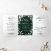 Eucalyptus Greenery Botanical Wedding Invitation Drieluik Programma (Binnen)