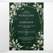 Eucalyptus Greenery Botanical Wedding Invitation Drieluik Programma (Binnenkant midden)