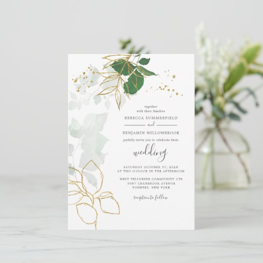 Eucalyptus Greenery Botanical Wedding Kaart (Staand voorkant)