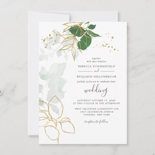 Eucalyptus Greenery Botanical Wedding Kaart (Voorkant)