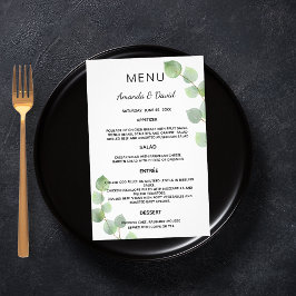 Eucalyptus greenery botanical Wedding Menu