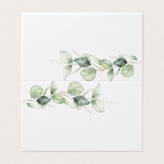 Eucalyptus Greenery Botanical Wedding Place Card Kaart (Buitenkant ongevouwen)