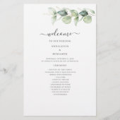 Eucalyptus Greenery Botanical Wedding Programme (Voorkant)