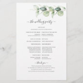 Eucalyptus Greenery Botanical Wedding Programme (Achterkant)