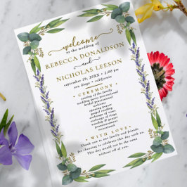 Eucalyptus Greenery Botanical Wedding Programme