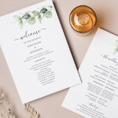 Eucalyptus Greenery Botanical Wedding Programme
