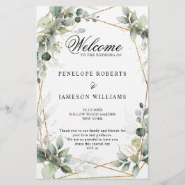 Eucalyptus Greenery Botanical Wedding Programme