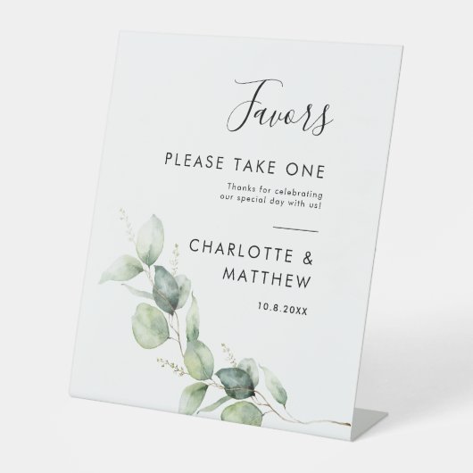 Eucalyptus Greenery Botanical Wedding Reclamebord Met Voetstuk (Voorkant)