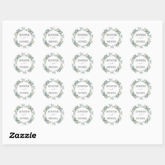 Eucalyptus Greenery Botanical Wedding Ronde Sticker (Vel)