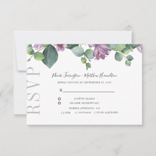 Eucalyptus Greenery Botanical Wedding RSVP (Voorkant)