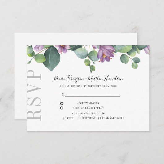 Eucalyptus Greenery Botanical Wedding RSVP (Voorkant / Achterkant)