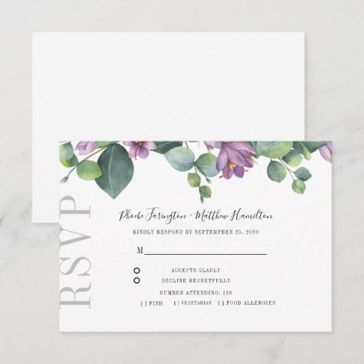 Eucalyptus Greenery Botanical Wedding RSVP Kaartje (Voorkant / Achterkant)