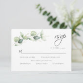Eucalyptus Greenery Botanical Wedding RSVP Kaartje (Staand voorkant)