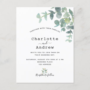Eucalyptus greenery botanical white bruiloft briefkaart
