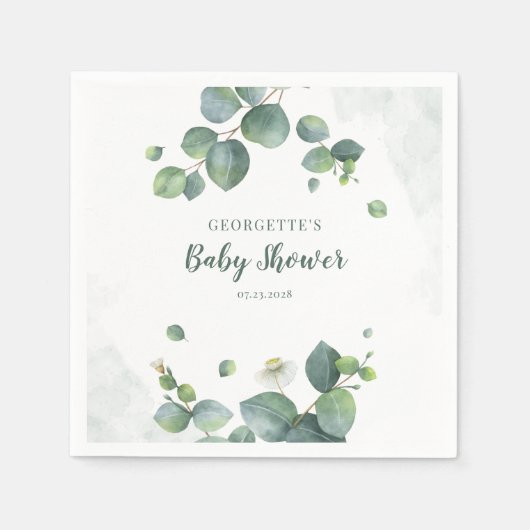 Eucalyptus Greenery botanisch Baby shower papier Servet (Voorkant)