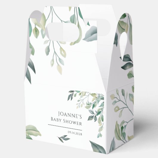 Eucalyptus Greenery botanische Baby shower Bedankdoosjes (Geopend)