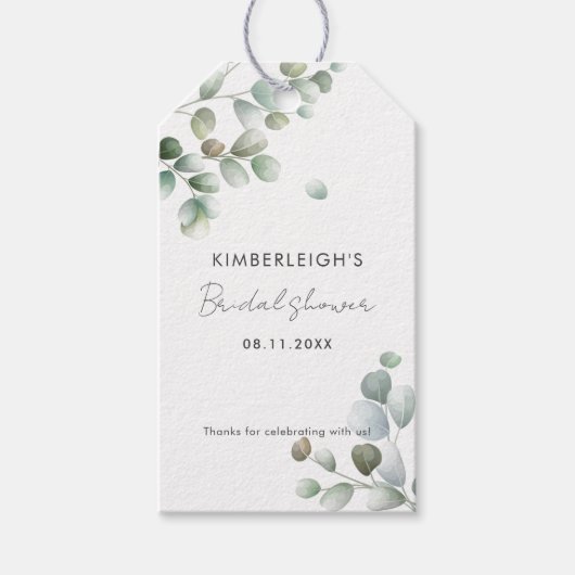 Eucalyptus Greenery botanische Vrijgezellenfeest Cadeaulabel (Voorkant)