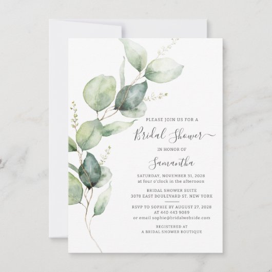 Eucalyptus Greenery botanische Vrijgezellenfeest Kaart (Voorkant)