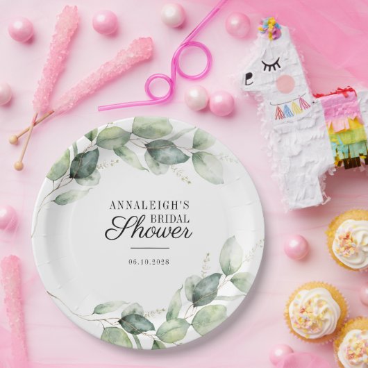 Eucalyptus Greenery botanische Vrijgezellenfeest Papieren Bordje (Feest)