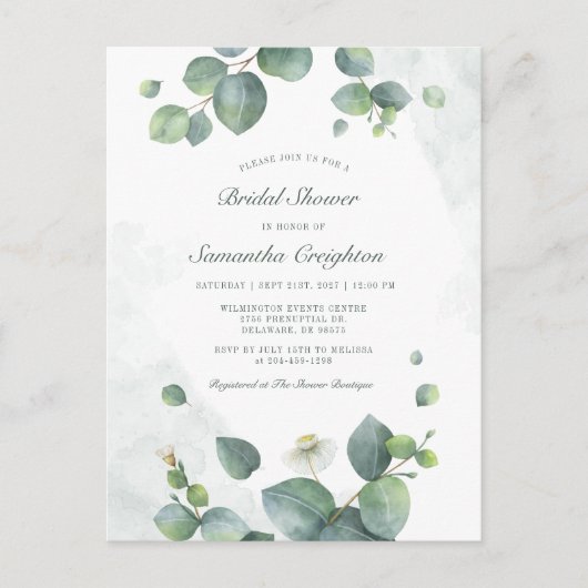 Eucalyptus Greenery botanische Vrijgezellenfeest Uitnodiging Briefkaart (Voorkant)