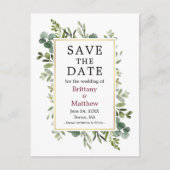 Eucalyptus Greenery Bourgondië Bewaar de datum Briefkaart (Voorkant)