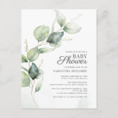 Eucalyptus Greenery Boy Baby shower Uitnodiging Briefkaart (Voorkant)