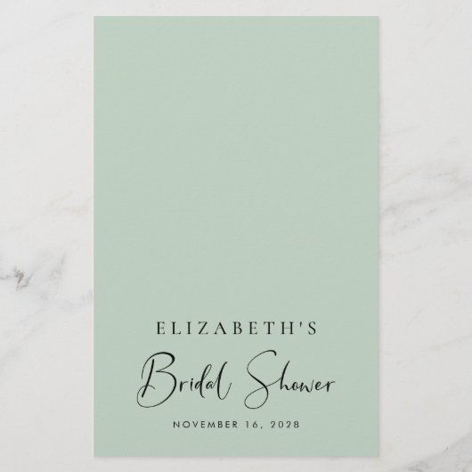 Eucalyptus Greenery Bridal Bingo Shower Game (Achterkant)