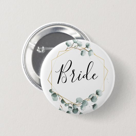 Eucalyptus Greenery Bridal Party Button - Bride (Voorkant /achterkant)