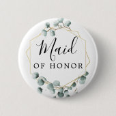 Eucalyptus Greenery Bridal Party Button - Maid (Voorkant)