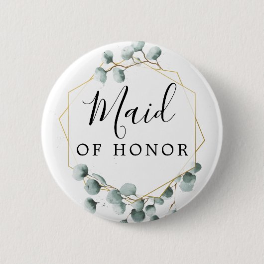 Eucalyptus Greenery Bridal Party Button - Maid (Voorkant)