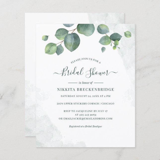 Eucalyptus Greenery Bridal Shower (Voorkant / Achterkant)