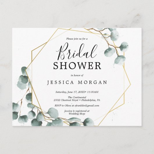 Eucalyptus Greenery Bridal Shower Briefkaart (Voorkant)