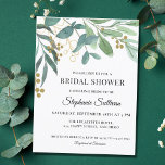 Eucalyptus Greenery Bridal Shower Briefkaart<br><div class="desc">Nodig familie en vrienden uit voor een Vrijgezellenfeest met dit stijlvolle briefkaart, dat is gedecoreerd met waterverf eucalyptus en bladsplaten in groene en goudtinten. Pas deze uitnodiging aan met uw gegevens. Omdat wij ons kunstwerk creëer, zult u dit nauwkeurige afbeelding niet vinden van andere ontwerpers. Oorspronkelijke Waterverf © Michele Davies....</div>