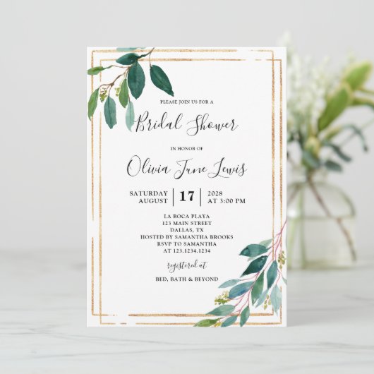 Eucalyptus Greenery Bridal Shower Invitations Save The Date (Staand voorkant)