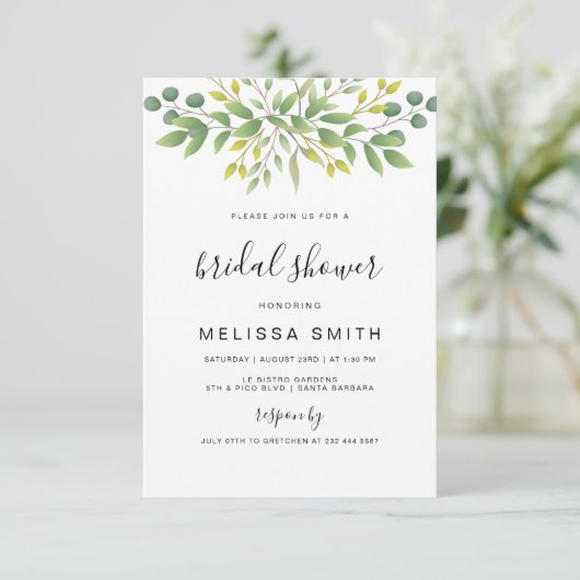 Eucalyptus Greenery Bridal Shower Kaart (Staand voorkant)
