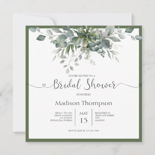 Eucalyptus Greenery Bridal Shower Kaart (Voorkant)