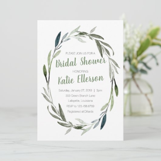 Eucalyptus Greenery Bridal Shower Kaart (Staand voorkant)