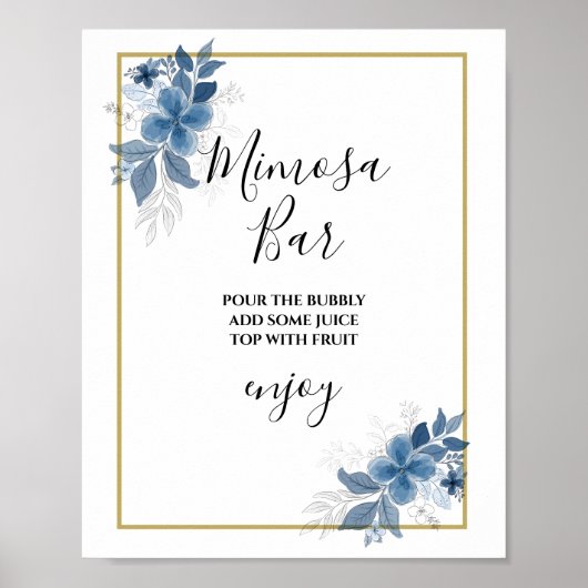 Eucalyptus Greenery Bridal Shower Mimosa Bar Sign Poster (Voorkant)