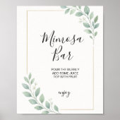 eucalyptus greenery bridal shower mimosa bar sign poster (Voorkant)