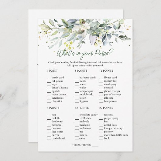 Eucalyptus Greenery Bridal Wat zit er in je tas Kaart (Voorkant / Achterkant)