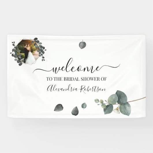 Eucalyptus Greenery Bridal Wedding Shower Welkom  Spandoek (Horizontaal)