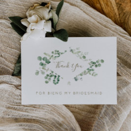eucalyptus greenery bridesmaid dank je creditcard uitnodiging briefkaart