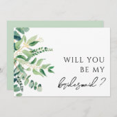 Eucalyptus Greenery Bridesmaid proposal Kaart (Voorkant / Achterkant)