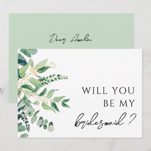 Eucalyptus Greenery Bridesmaid proposal Kaart (Voorkant / Achterkant)